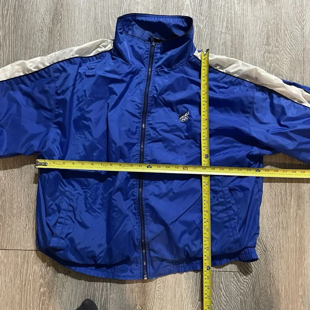 Vintage 90s USA Olympics JC Penny Windbreaker, Size XL Blue / Black